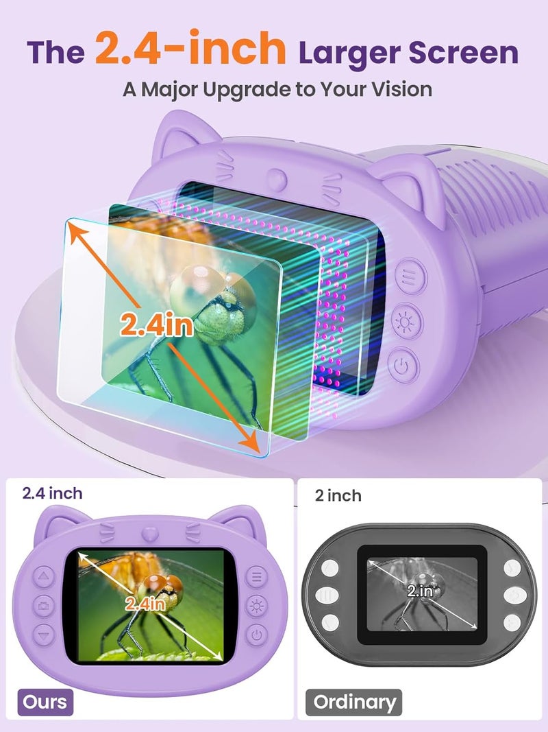 Vorth Microscope for Kids, 2.4 Inch Digital Microscope with 1000X Magnification, Handheld Camera Mini Pocket Magnifying Glass, Educational Christmas Birthday Gifts Toys for Ages 3+, Purple - Image 3